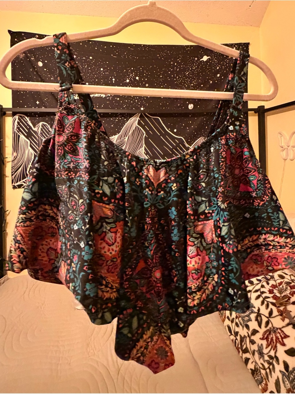 Torrid Boho Floral Ruffle Bikini Top - Black Multi